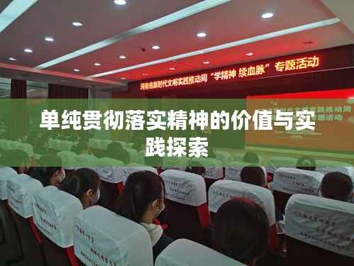 单纯贯彻落实精神的价值与实践探索