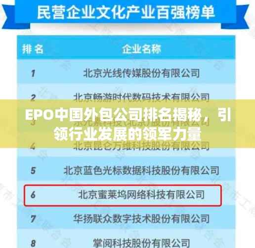 EPO中国外包公司排名揭秘,引领行业发展的领军力量