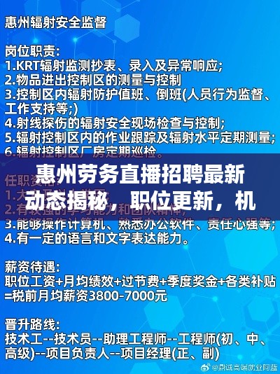 惠州劳务直播招聘最新动态揭秘,职位更新,机会多多!