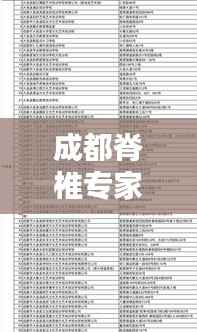 成都脊椎专家权威排名TOP10,专业治疗引领者